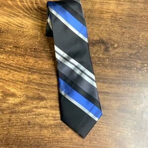 Rooster Black, Silver & Blue striped Men's silk tie